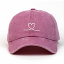 Kalp Nakışlı Yıkamalı Şapka