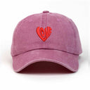 Love Kalp Nakışlı Yıkamalı Şapka