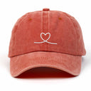 Kalp Nakışlı Yıkamalı Şapka