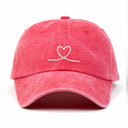 Kalp Nakışlı Yıkamalı Şapka