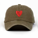 Love Kalp Nakışlı Yıkamalı Şapka