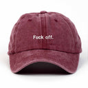 Fu*k Off Nakışlı Yıkamalı Şapka
