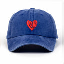 Love Kalp Nakışlı Yıkamalı Şapka