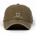 Kalp Nakışlı Yıkamalı Şapka