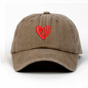 Love Kalp Nakışlı Yıkamalı Şapka