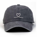 Kalp Nakışlı Yıkamalı Şapka