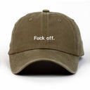 Fu*k Off Nakışlı Yıkamalı Şapka