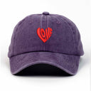 Love Kalp Nakışlı Yıkamalı Şapka
